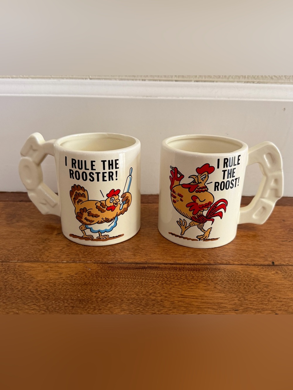 Vintage Mom Dad Coffee Mug Funny I Rule The Rooster Chicken Humor